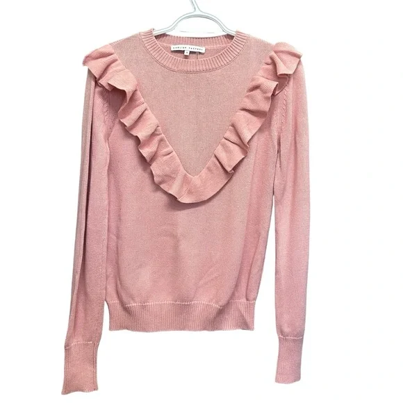 English Factory Ruffle Detail Pullover Sweater - Pink - Size S - Picture 2 of 6